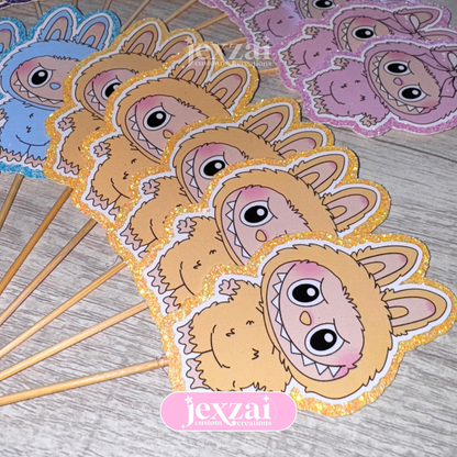 Labubu Glitter Cupcake Toppers