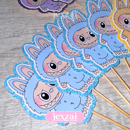 Labubu Glitter Cupcake Toppers