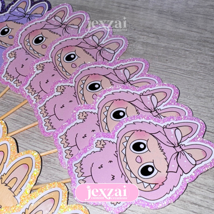 Labubu Glitter Cupcake Toppers