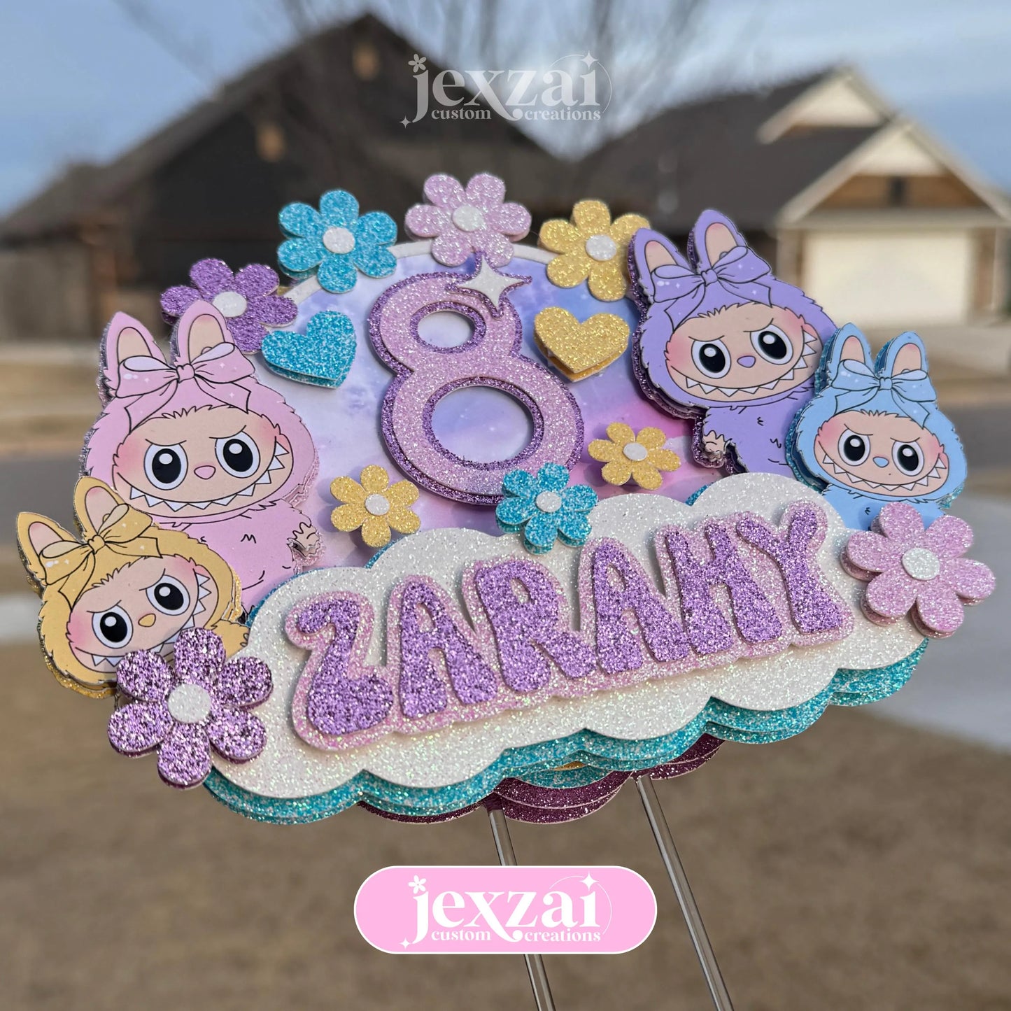 Labubu Glitter Cake Topper