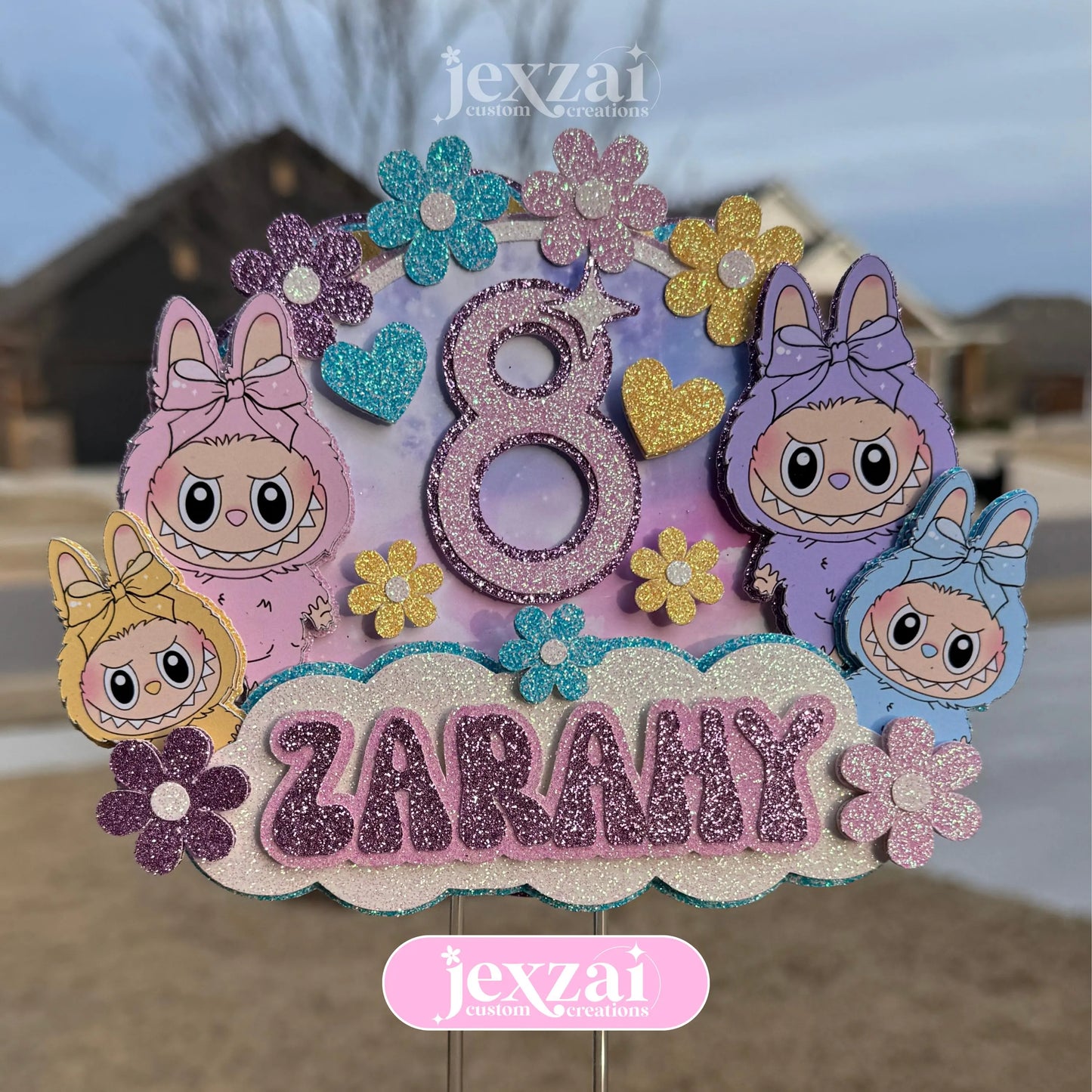 Labubu Glitter Cake Topper